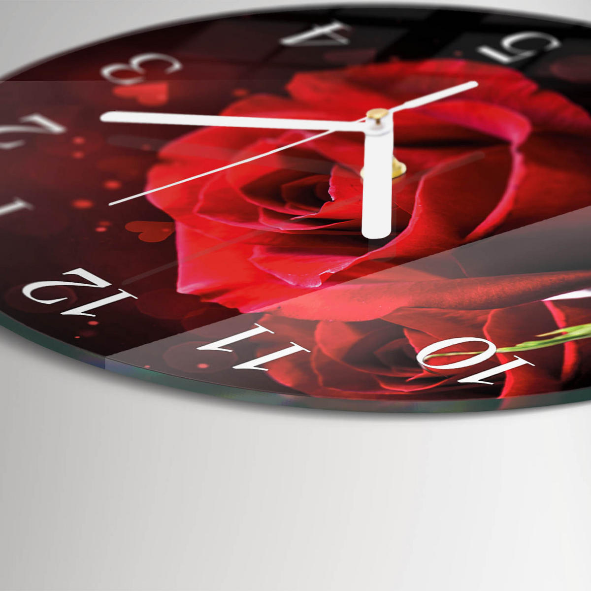WANDUHR fi30 cm - Rosen - Rot, Glas (30/30/0.4cm) - TULUP