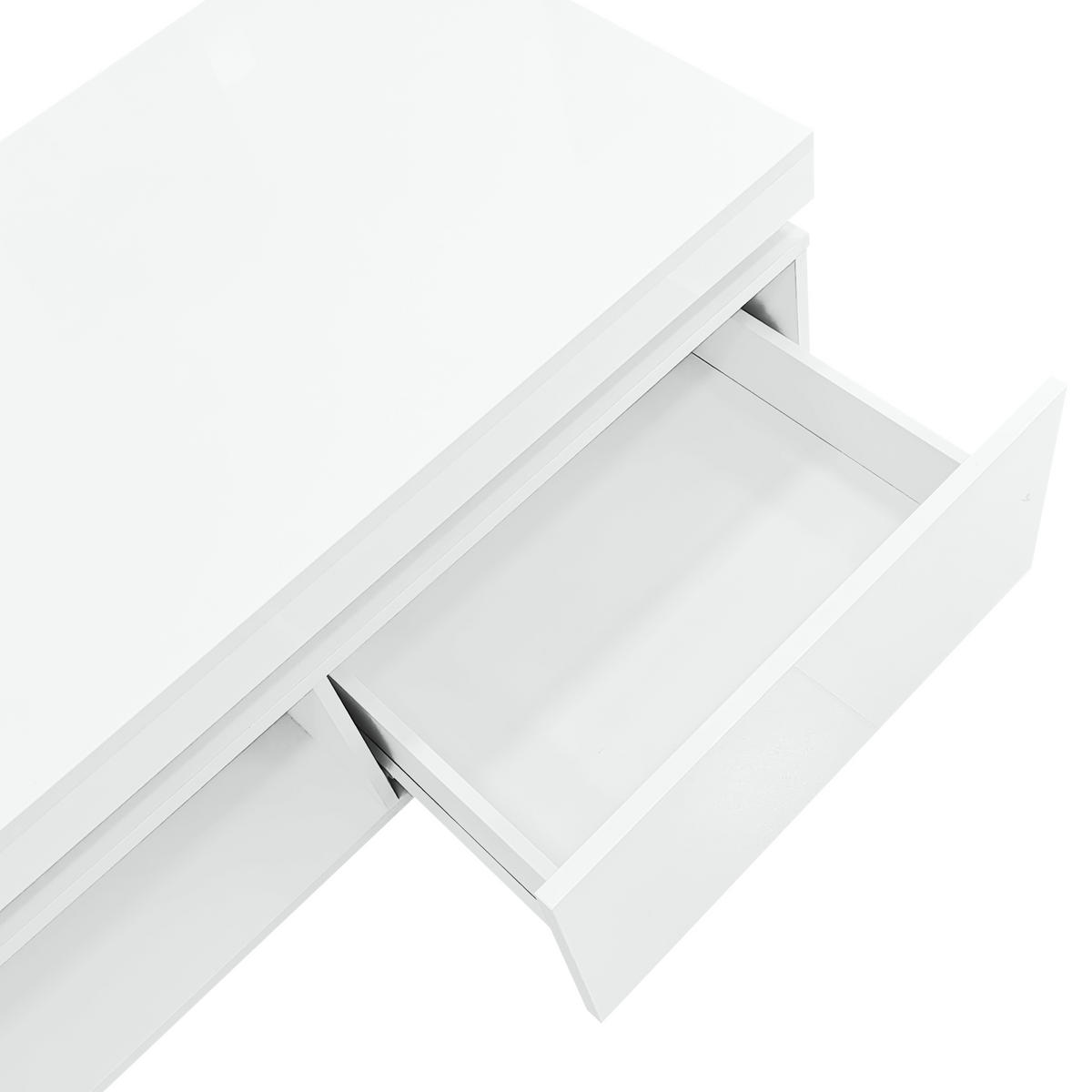 COUCHTISCH 100/50/40,3 cm weiß mit LED-Beleuchtung und Schublade - Weiß, Holzwerkstoff (100/50/40.3cm) - OKWISH