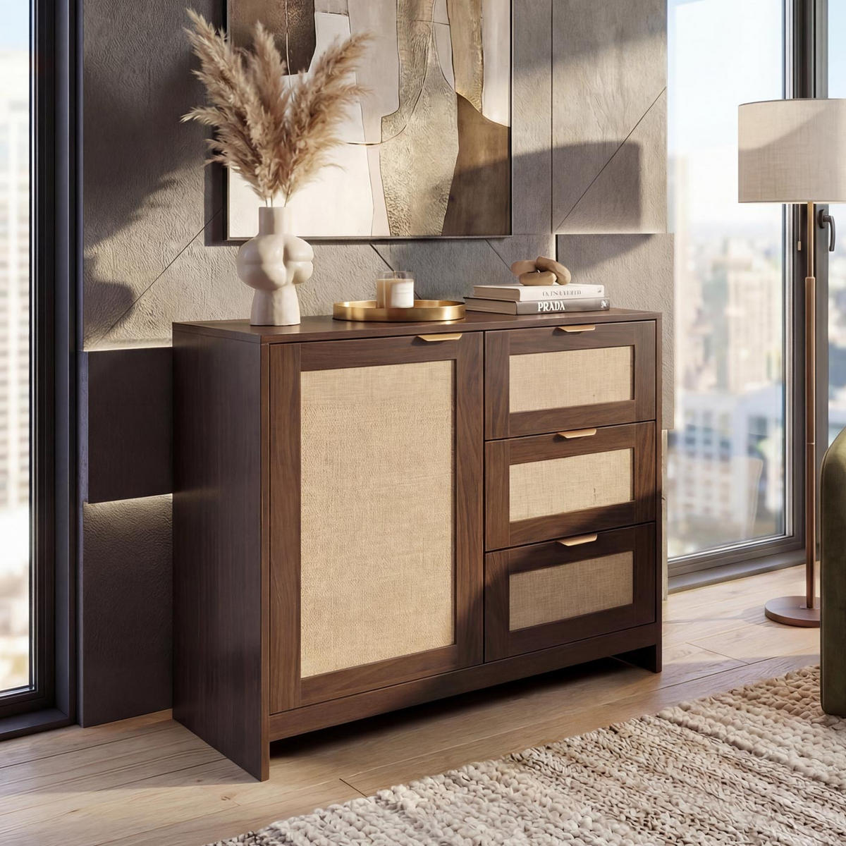 KOMMODE Walnuss Dekor - Walnussfarben, Holz (80/80/40cm) - MCW