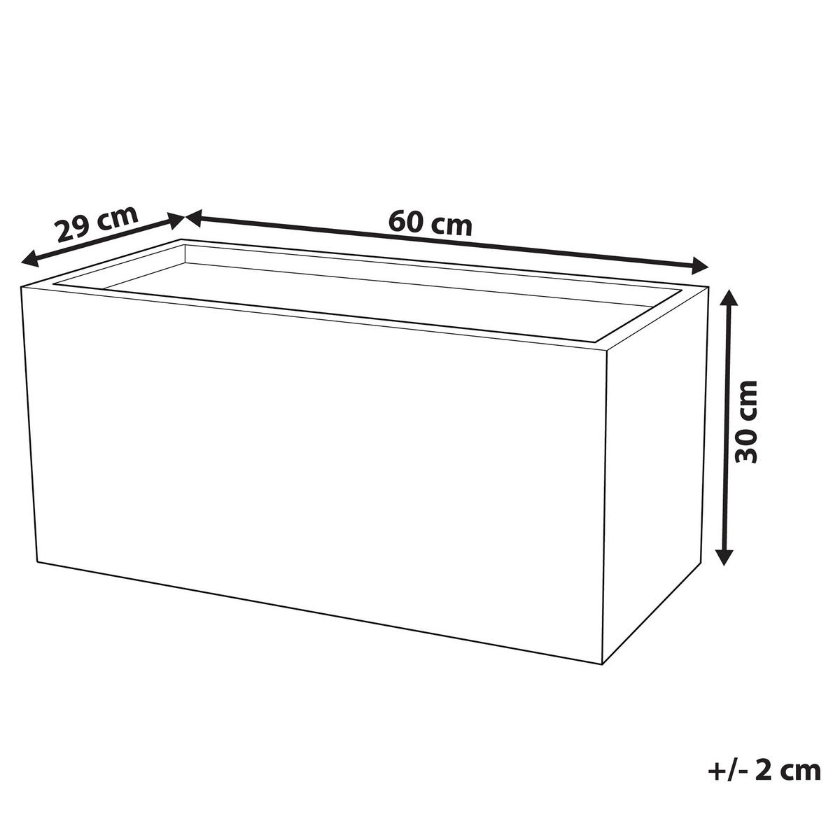 CVETLIČNI LONEC bela pravokoten 60/29/30 cm Myra - bela, naravni materiali (30cm) - Beliani