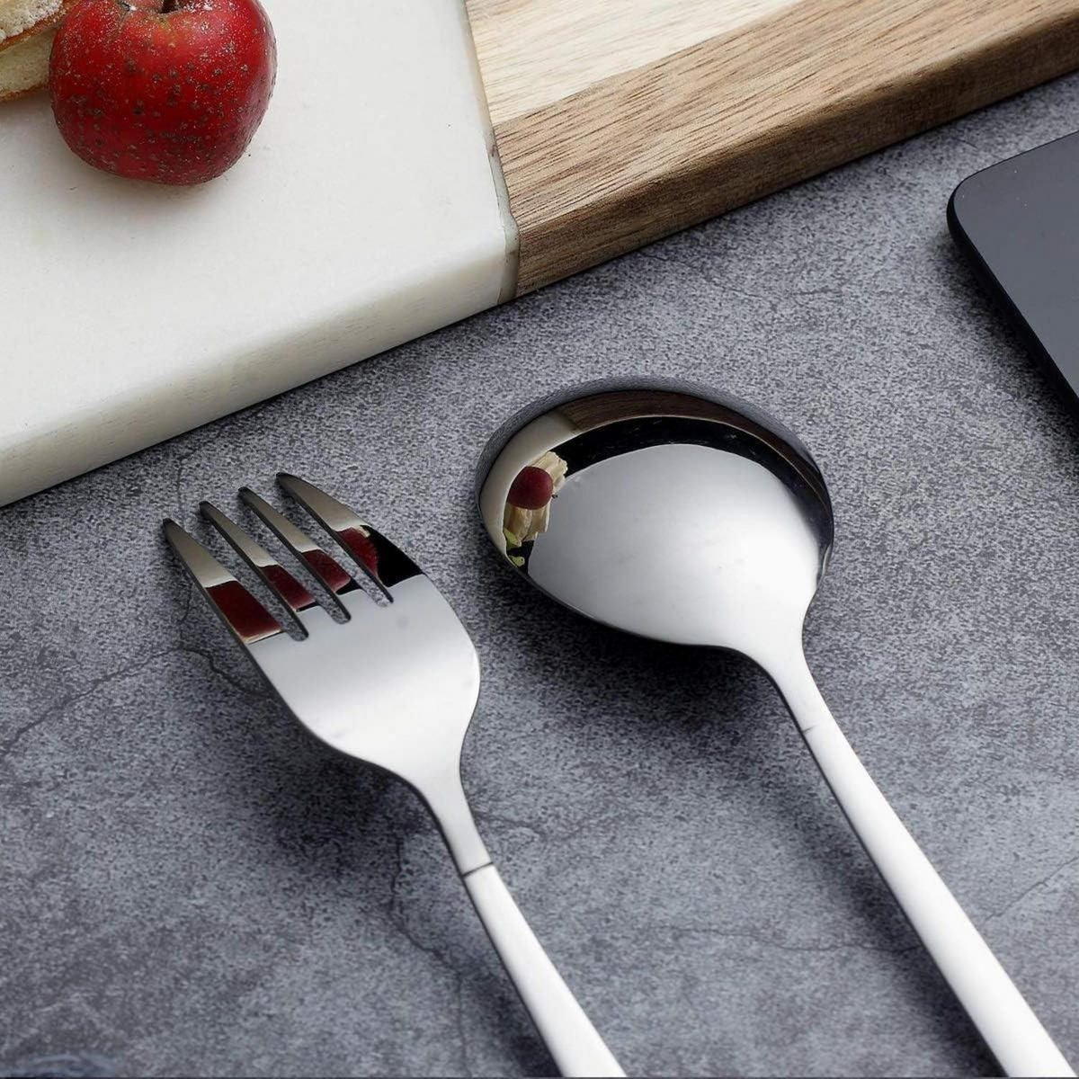 BESTECKSET 30-teiliges Set Edelstahl Silber - Silberfarben, Metall
