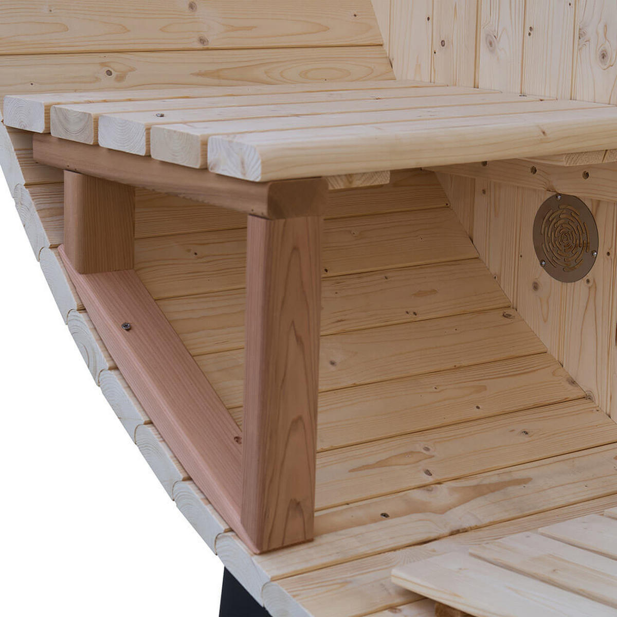 FASSSAUNA LAGOM DELUXE - ⌀ 210 x 240 cm - Naturfarben, Holz (210/297.3/240cm) - Home Deluxe