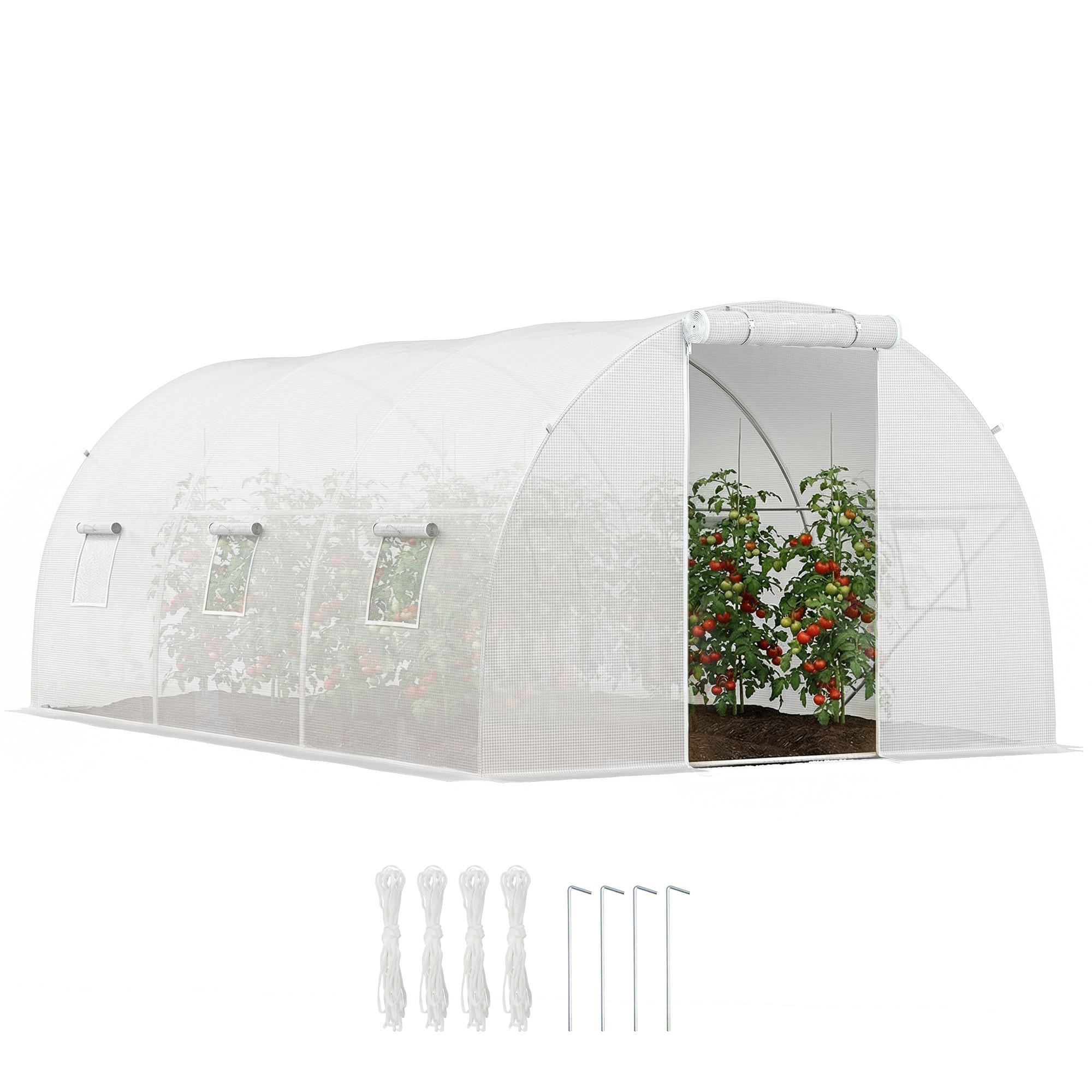 GEWÄCHSHAUS DE-12050 mit 6 Fenstern & Tür Weiß - Weiß, Kunststoff (300/200/450cm) - ComfortXL