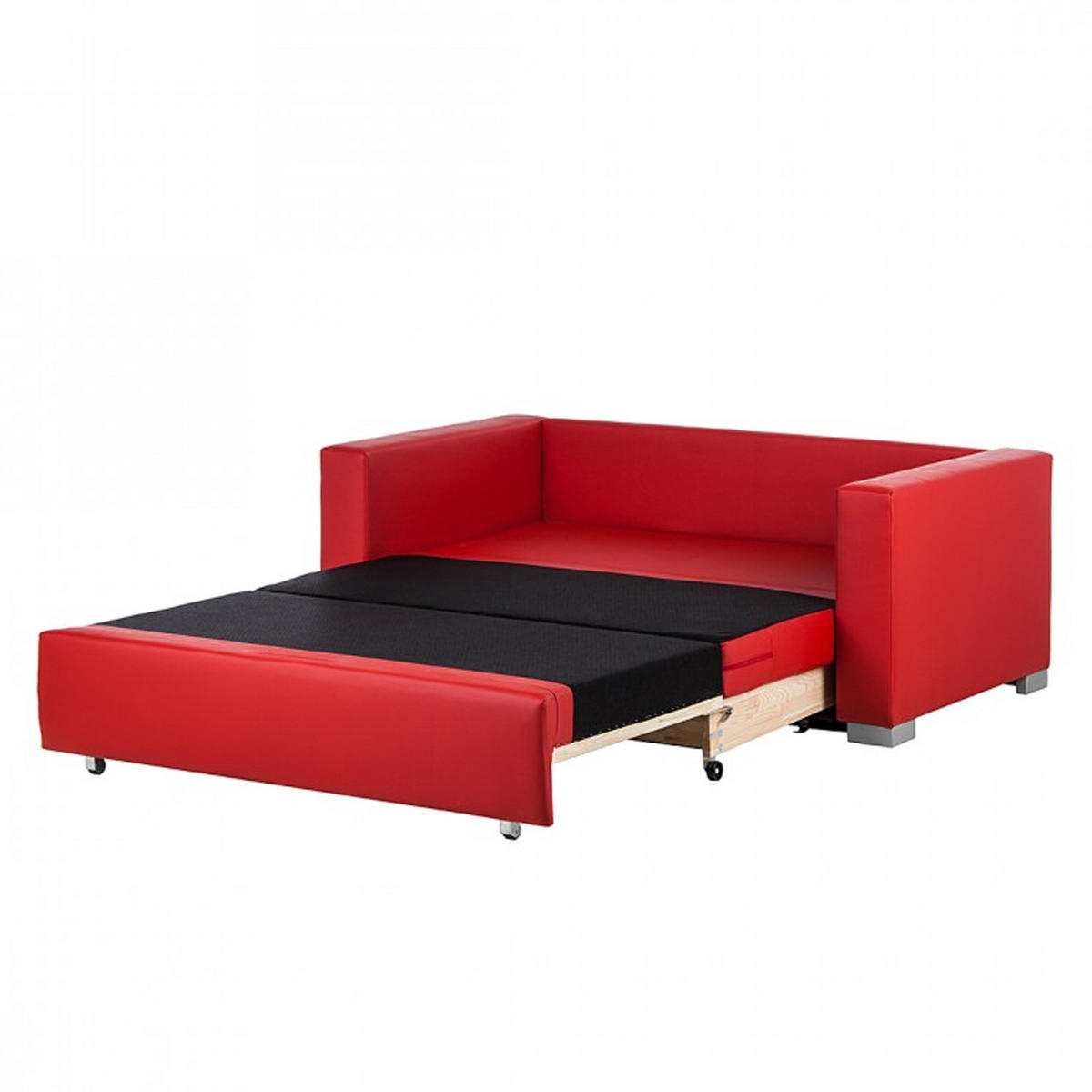 SCHLAFSOFA - Silberfarben/Rot, Kunststoff (193/90/90cm) - home24