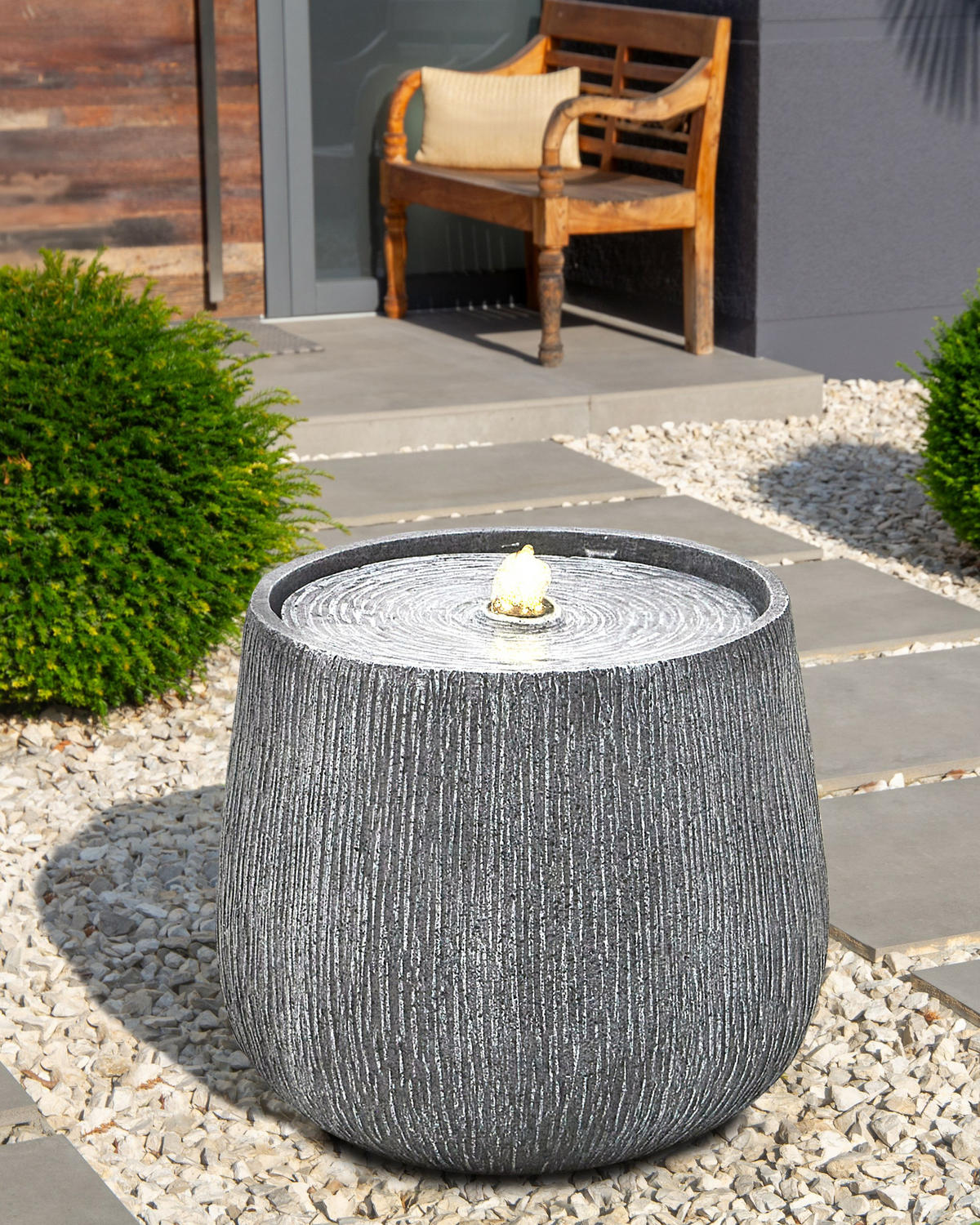 GARTENBRUNNEN Grau Cascata - Grau, Kunststoff (38/38/33cm) - Beliani