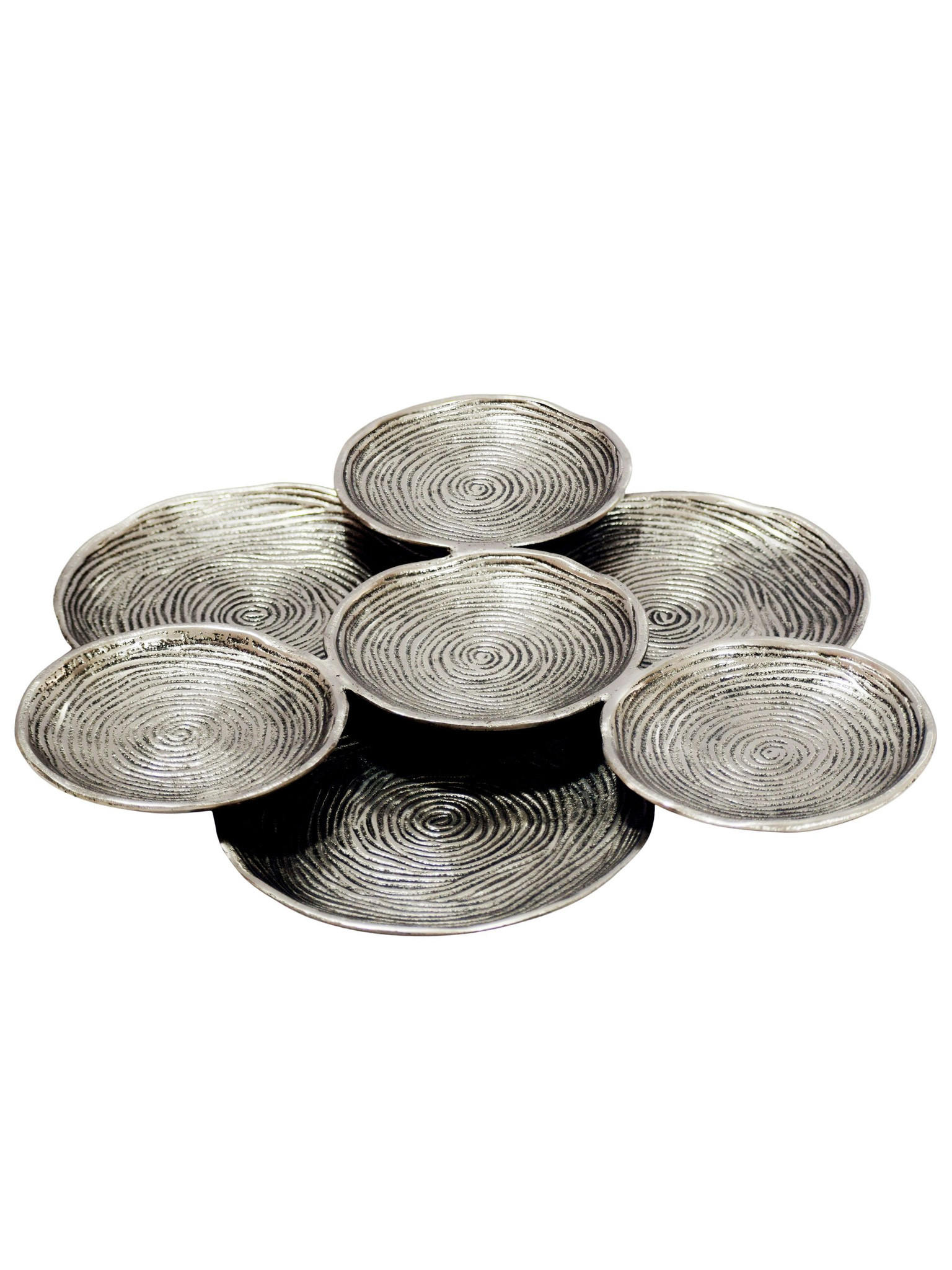 DEKOSCHALE CARMONA, Aluminium, handgefertigt, Silber, Ø 44 x 4 cm - Silberfarben, Metall (44/4cm) - KADIMA DESIGN