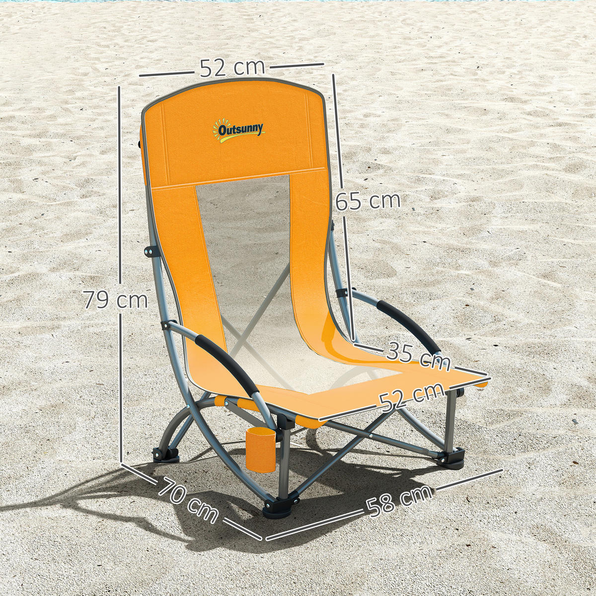 GARTENKLAPPSESSEL DE-15694 2er-Set mit Getränkehalter Orange - Orange, Metall (58/79/70cm) - ComfortXL