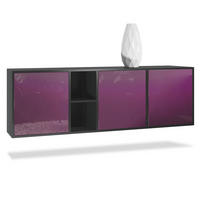 SIDEBOARD Cuba Türen in Brombeer Hochglanz - Brombeere, Holzwerkstoff (182/53/35cm) - Vladon