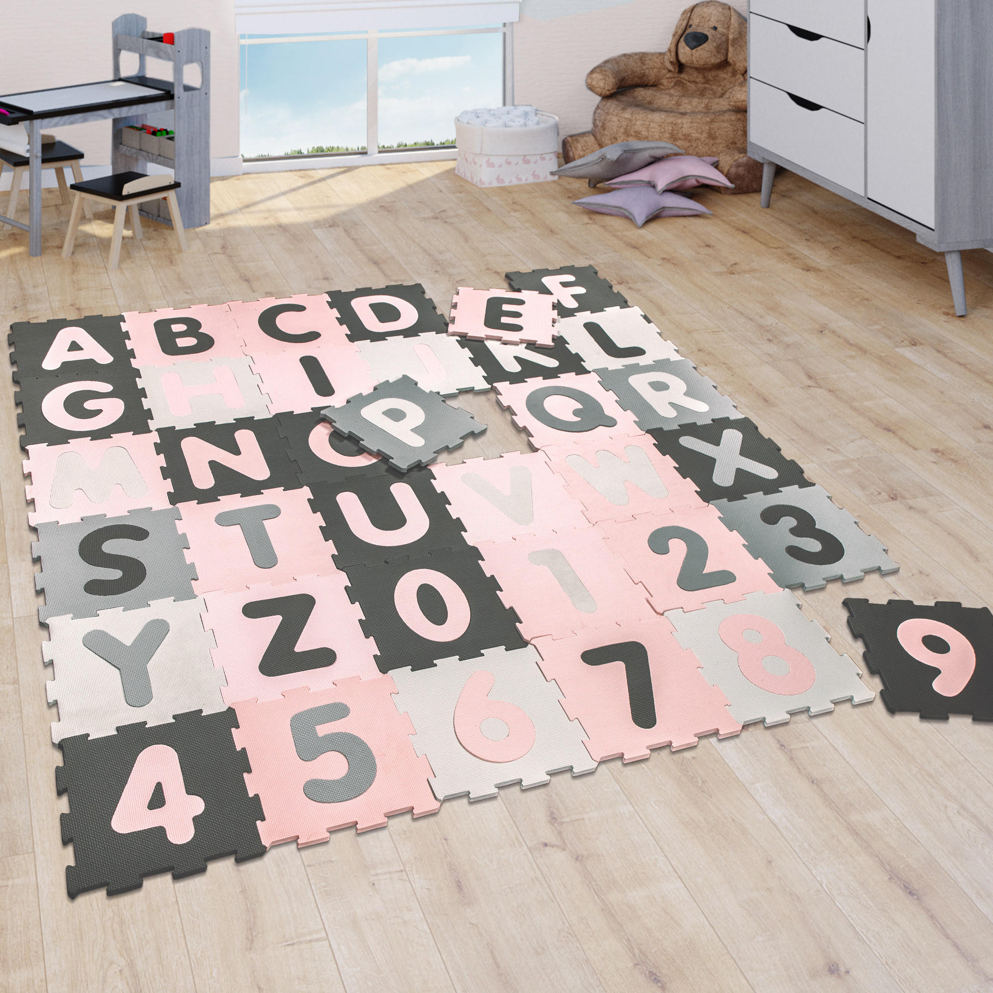 KINDERTEPPICH 32/32 cm Puzzlematte 600 - Pink, Textil (32/32cm) - Paco Home