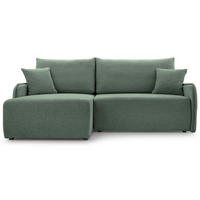 ECKSOFA Netarro, Salbeigrün Chenille, linksseitig - Schwarz/Hellgrün, Kunststoff/Textil (198/147cm) - Selsey