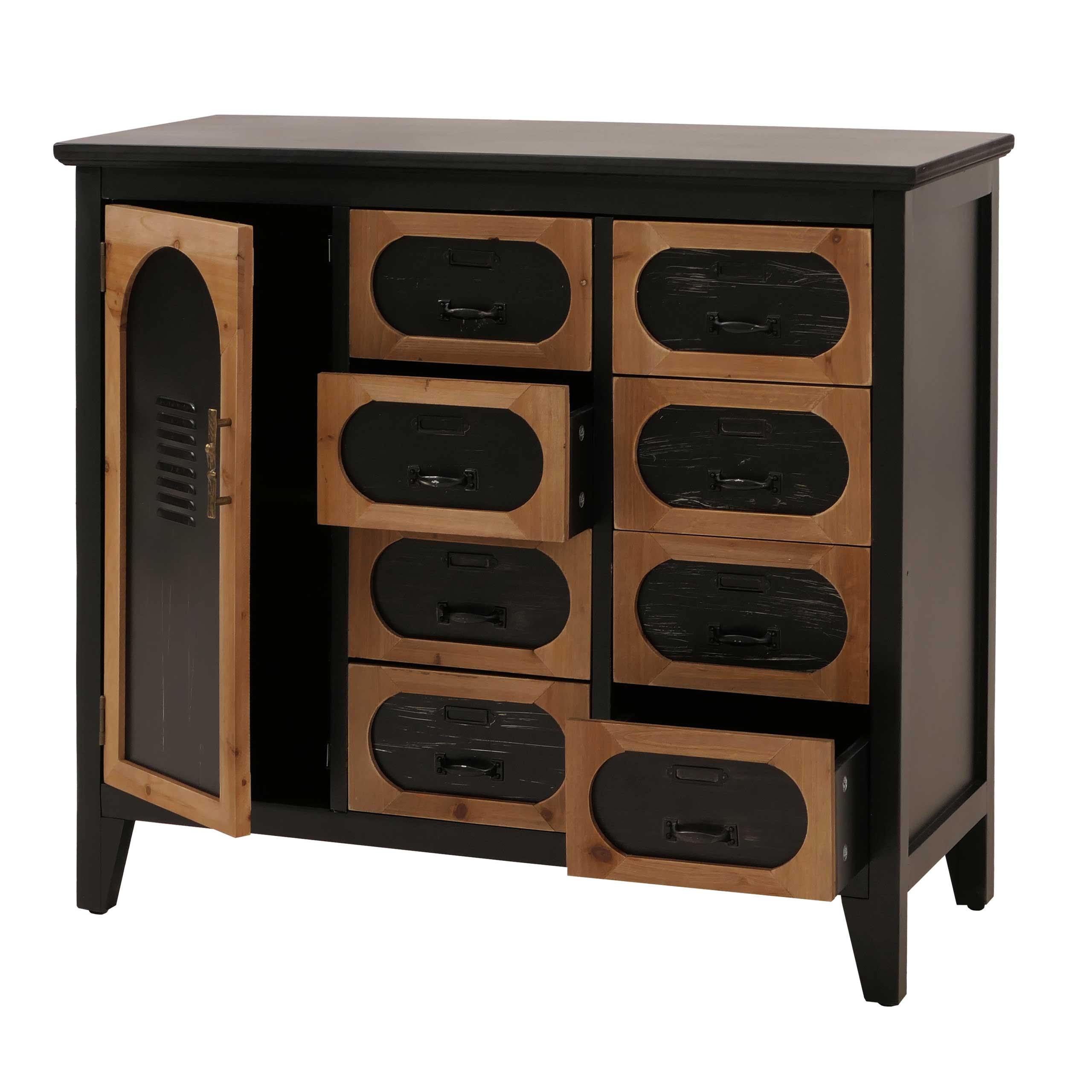 APOTHEKERKOMMODE Schwarz - Schwarz, Holz (91/80/40cm) - MCW