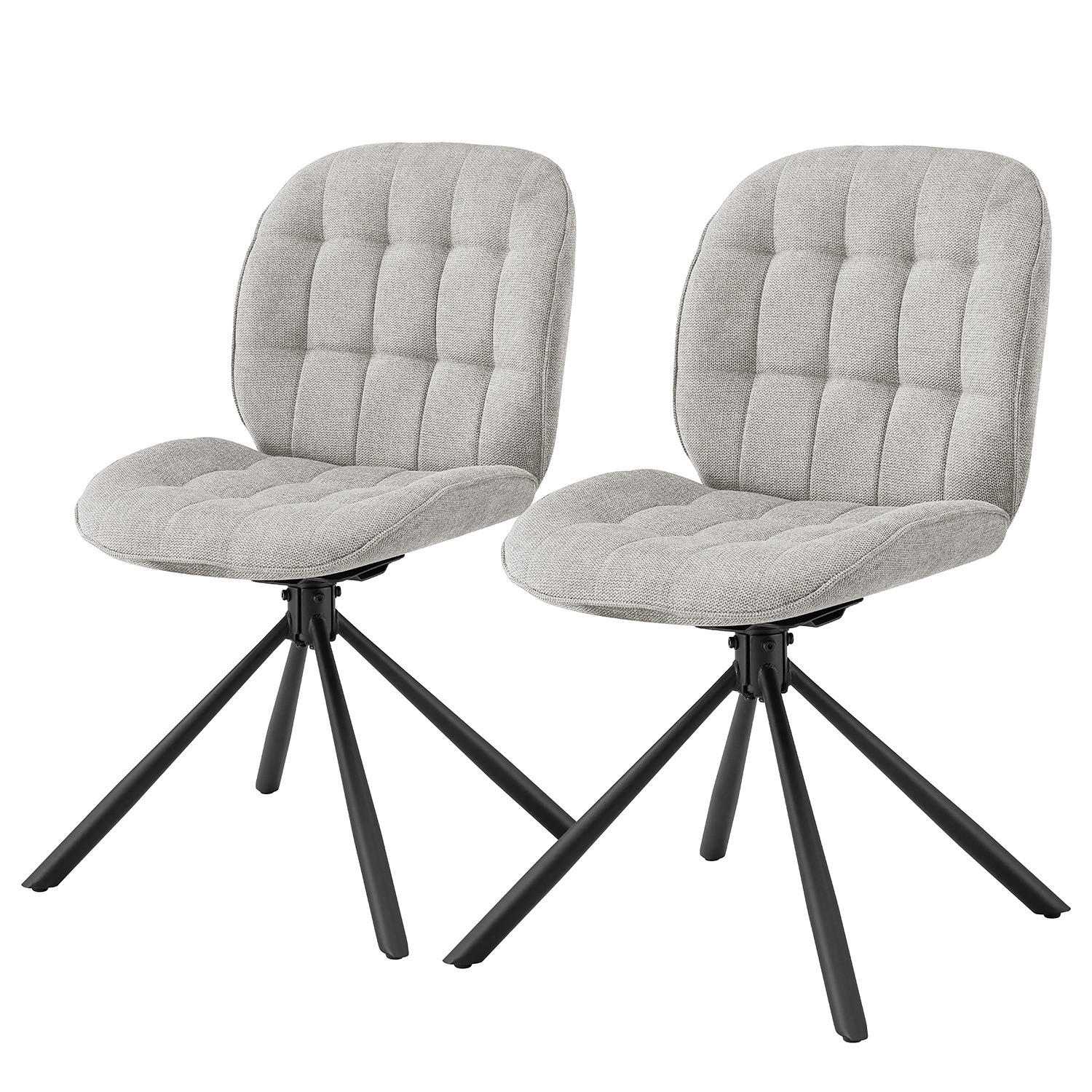 DREHBARER POLSTERSTUHL - 2er-Set - Grau, Textil/Metall (48/85/58cm) - home24