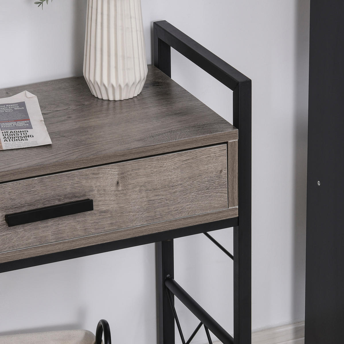 BEISTELLTISCH Servierwagen mit Schublade Ablage Küchenwagen Sideboard Grau - Grau, Kunststoff (60/30/65cm) - HOMCOM