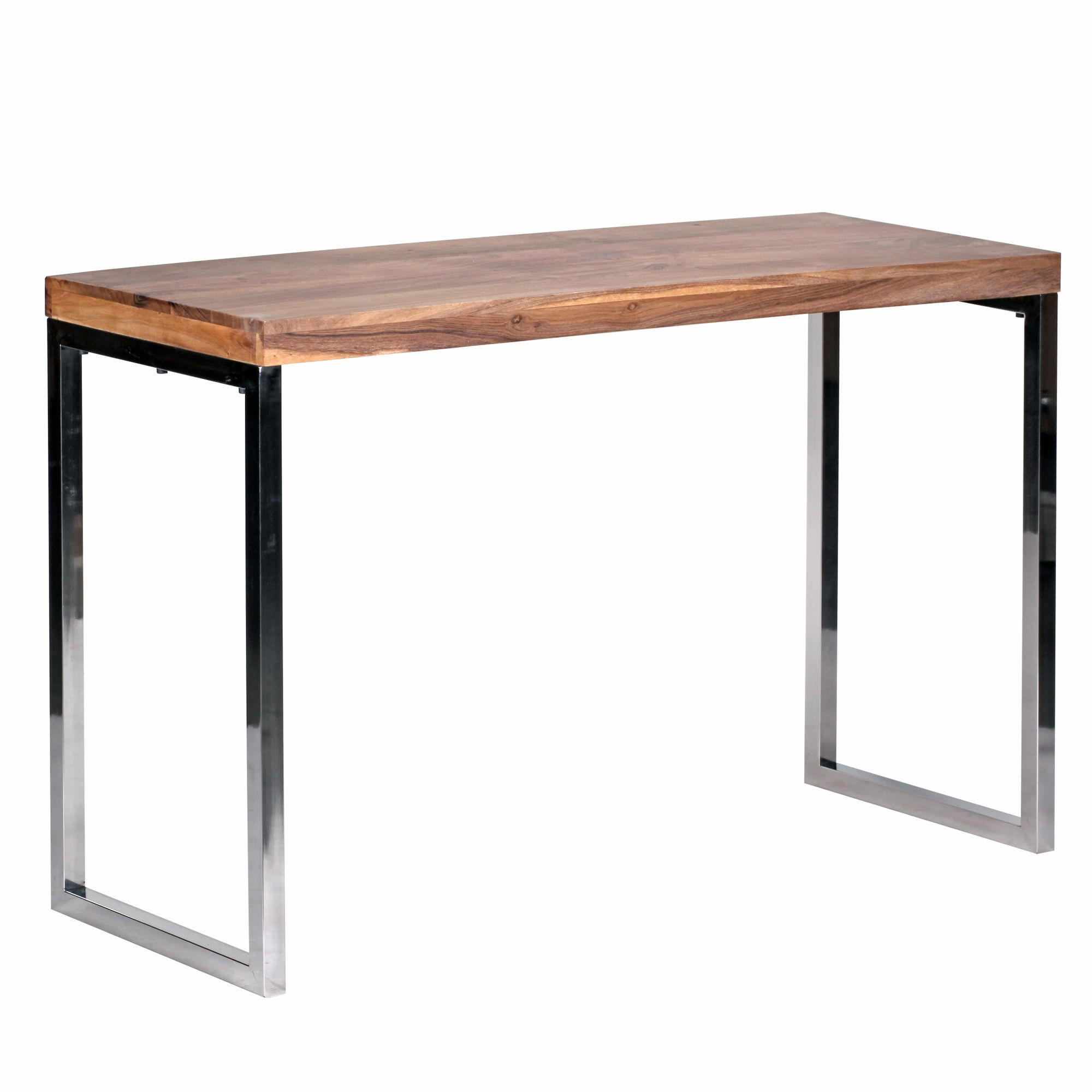 KONSOLENTISCH Massivholz Chromgestell Handgefertigt ISEN, Beige 120x45x77 cm - Beige/Silberfarben, Holz/Metall (45/120/77cm) - KADIMA DESIGN
