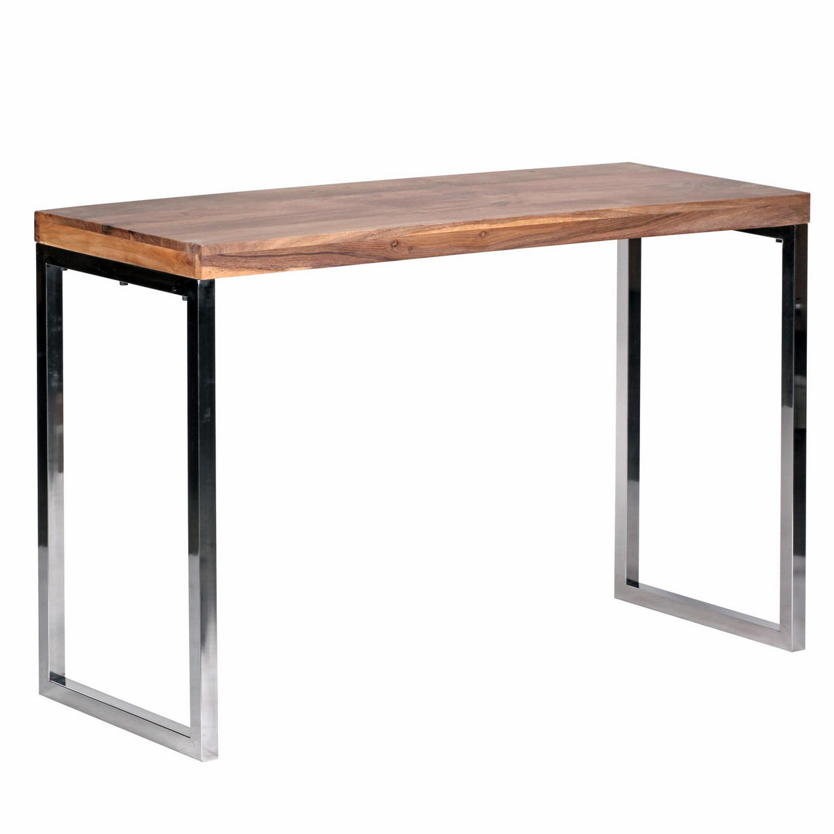 KONSOLENTISCH Massivholz Chromgestell Handgefertigt ISEN, Beige 120x45x77 cm - Beige/Silberfarben, Holz/Metall (45/120/77cm) - KADIMA DESIGN