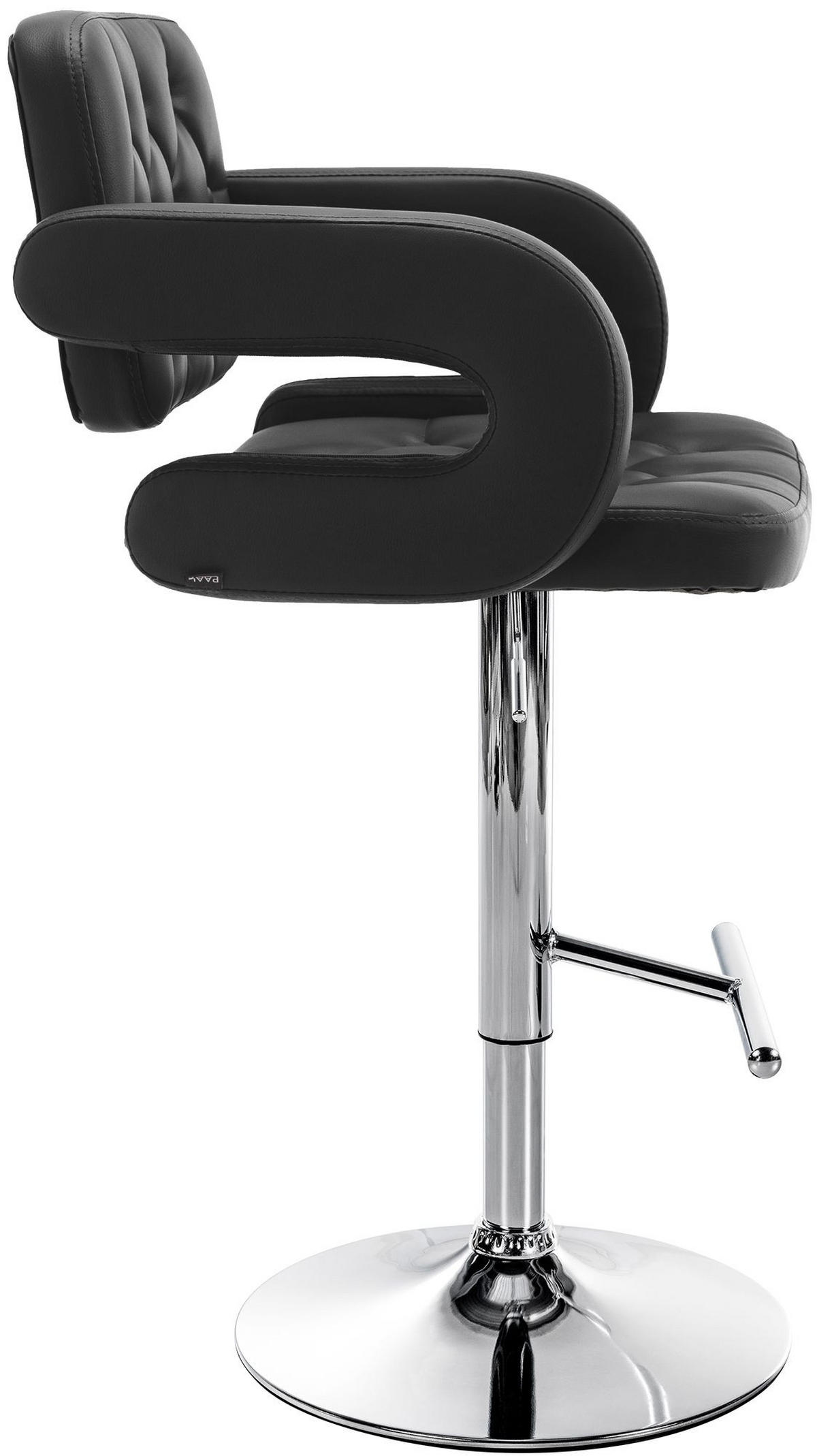 BARHOCKER Lederlook schwarz - Chromfarben/Schwarz, Textil/Metall (62/103/55cm) - CLP