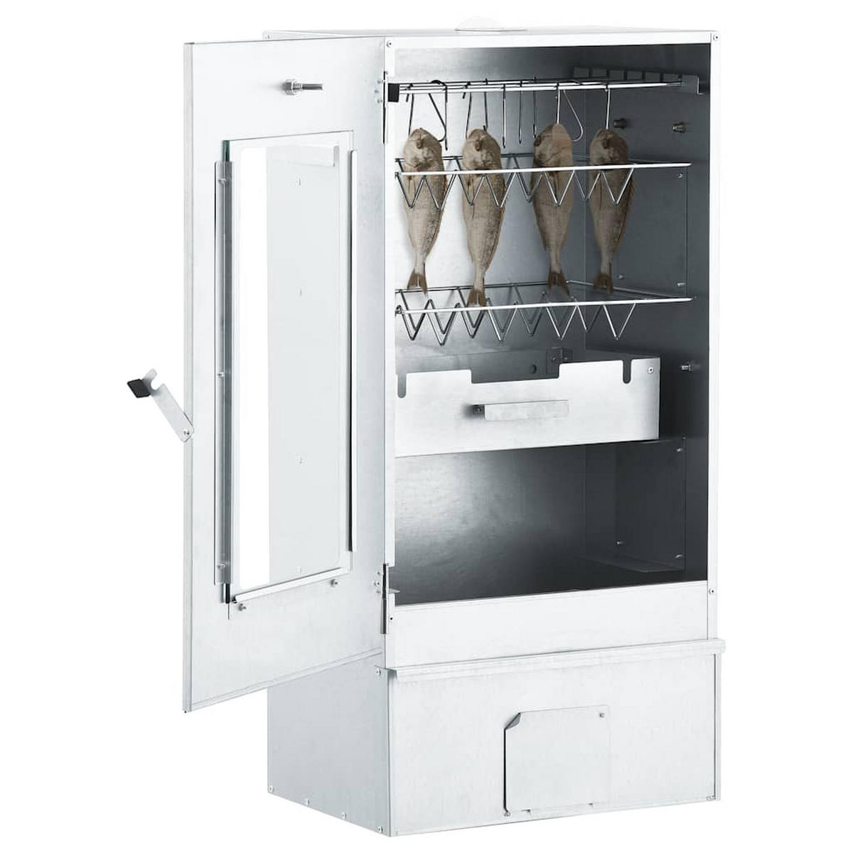 RÄUCHEROFEN Mit 1 Kg Hackschnitzel 44,5/29/83 Cm - Silberfarben, Metall (29/83/44.5cm) - vidaXL