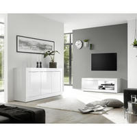 SIDEBOARD - 160 cmcm x 42 cmcm - Holz, Platte - Weiß - COMETE - Weiß, Holz (42/85.8/7.6cm) - Vente-Unique