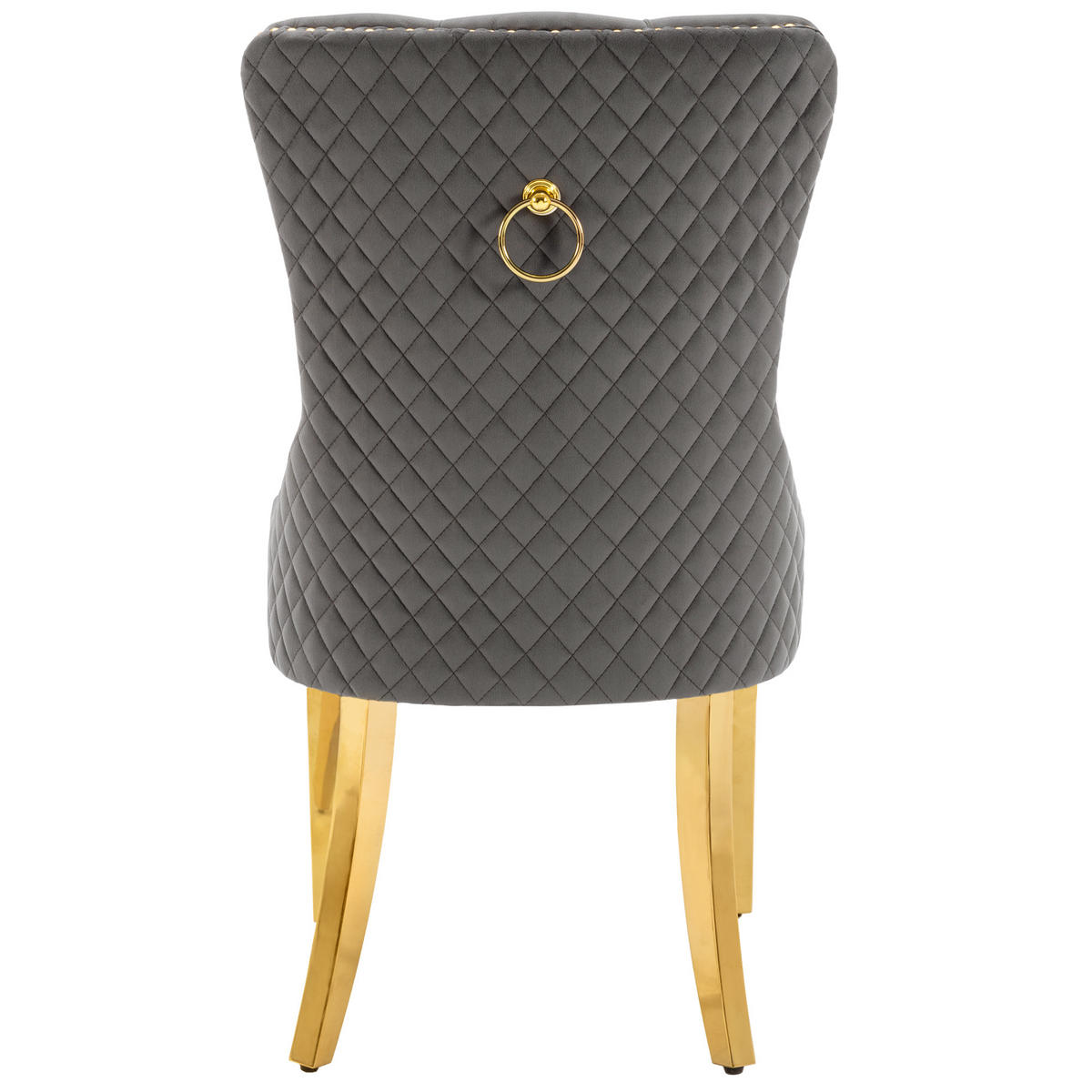 ESSZIMMERSTUHL 2er-set mit Samtbezug, Edelstahlbeinen und Türklopfer-Design, grau - Grau, Textil (50.5/95/45cm) - Luhomfu