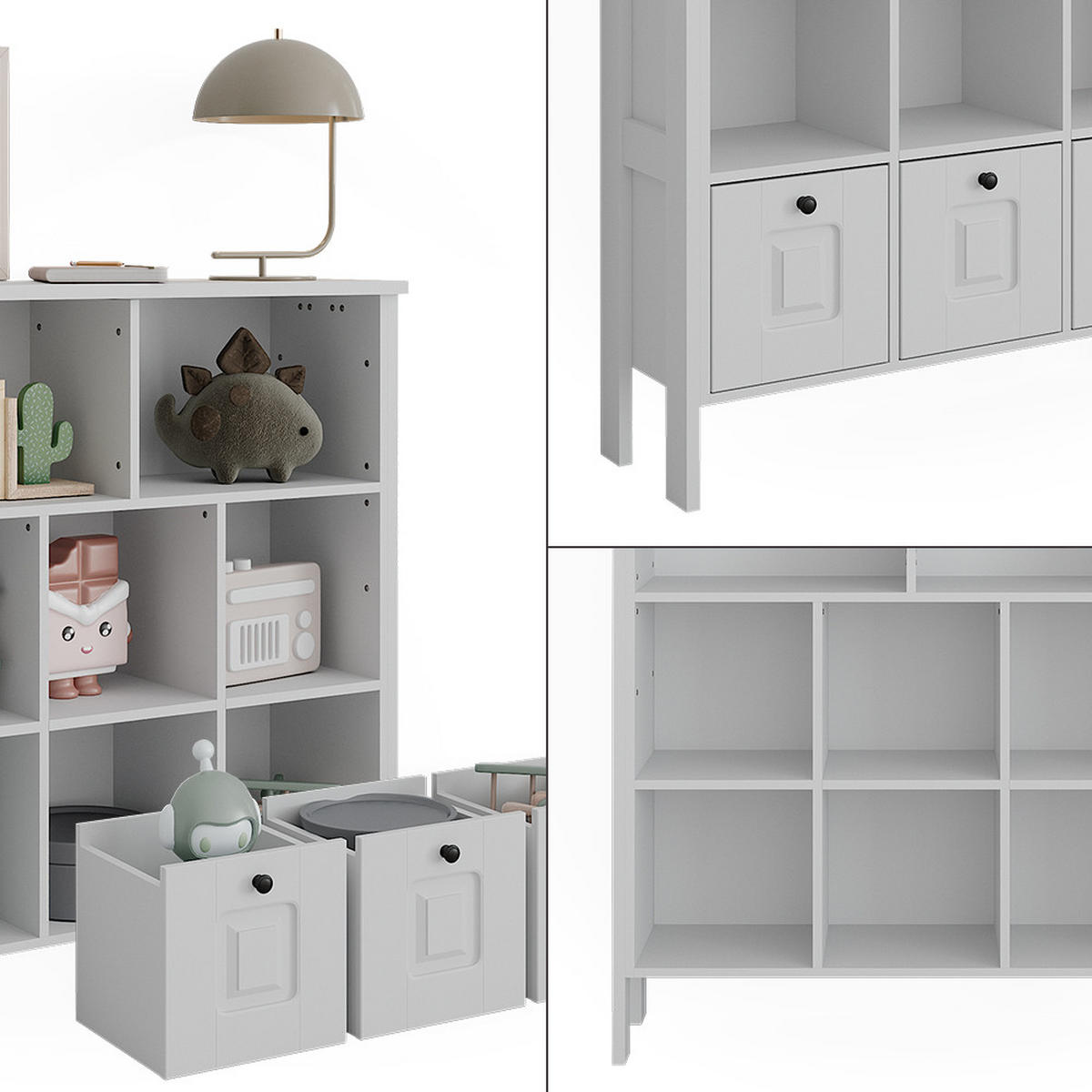 KINDERREGAL Ajaton Weiß 103.6 x 113.4 cm - Weiß, Holzwerkstoff (103.6/113.4/32.6cm) - VitaliSpa