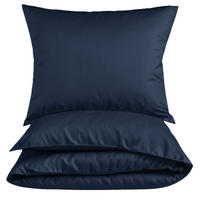 MAKO-SATIN-BETTWÄSCHE 135x200 Bettbezug einfarbig 100% Baumwolle - Uni Dunkelblau Marine - Dunkelblau, Textil (135/200cm) - Carpe Sonno