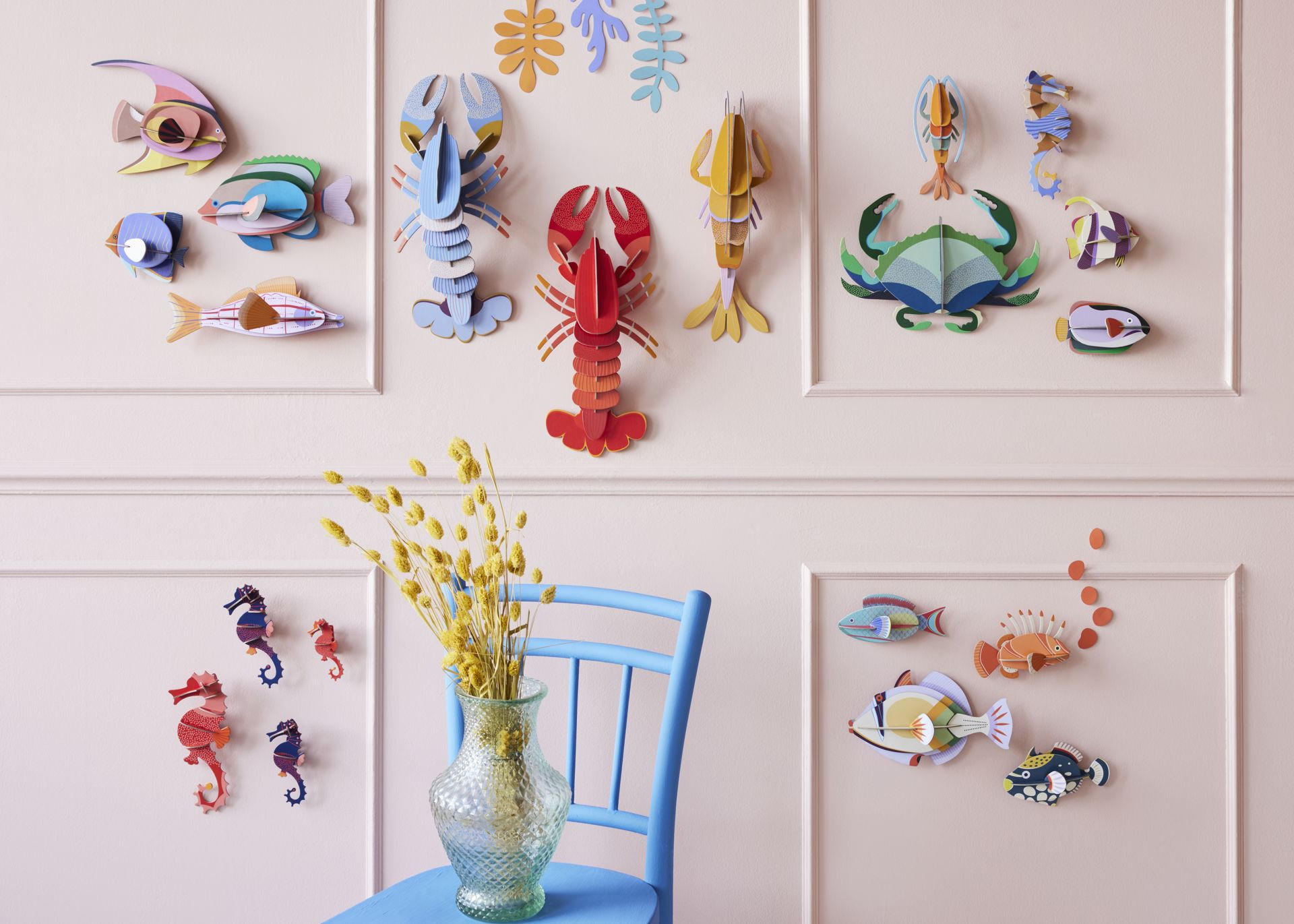 WANDDEKO Ozean-Seepferdchen 3.5/19 cm - Multicolor, Wellpappe (3.5/19/7cm) - KUNSTLOFT