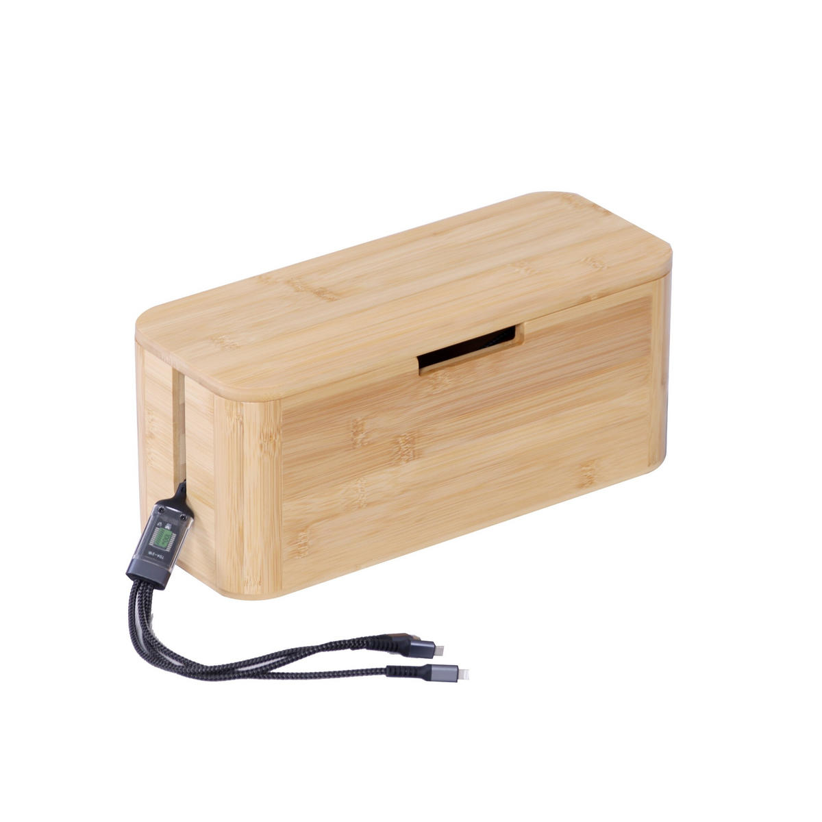 KABELBOX - Hellbraun, Holz/Metall (13.5/34/14.5cm) - Relaxdays