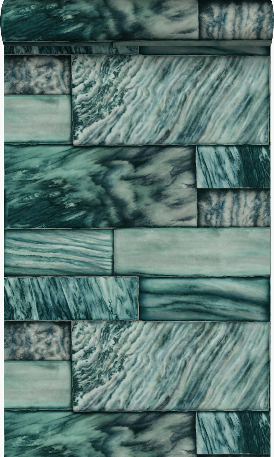 TAPETE Marmor-Optik 53 cm x 10.05 m - Grün, Papier (53/1000cm) - Origin Wallcoverings