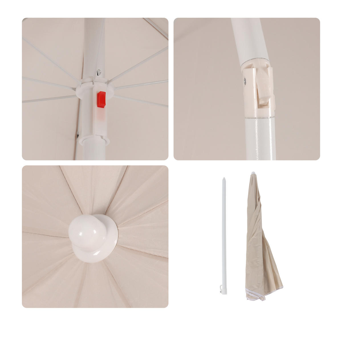 SLUNEČNÍK - béžová, kov/textil (180/180cm) - Relaxdays
