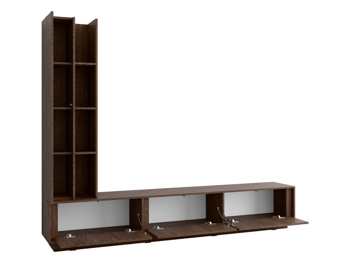 WOHNWAND Higros - Braun, Holzwerkstoff (230/185/35cm) - MIRJAN24