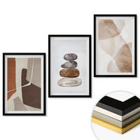 WANDBILDER 3er-Set - 40x60 cm Schwarzer Rahmen - Moderne abstrakte Malerei - Schwarz, Kunststoff (40/60cm) - ArtPrintCave