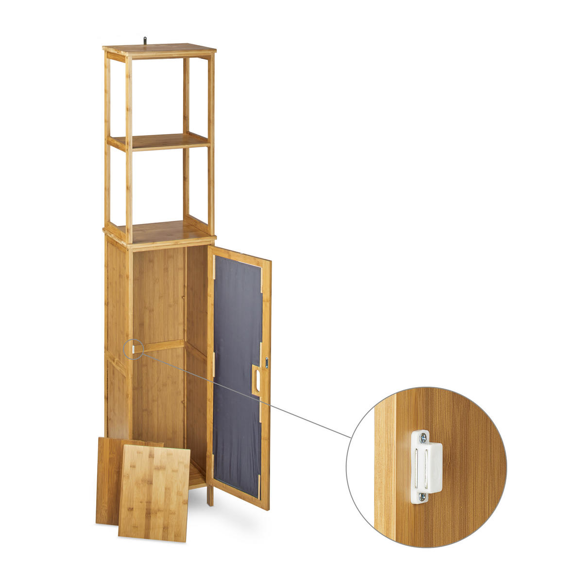 BADREGAL - Hellbraun, Holz (33.5/170/28cm) - Relaxdays