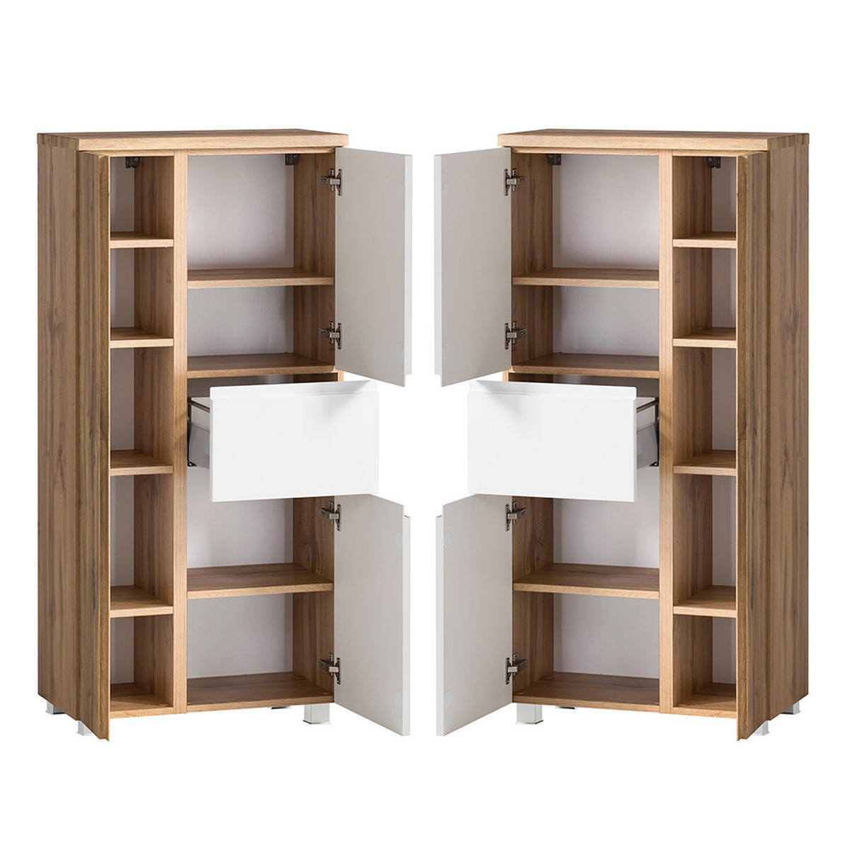 BADMÖBEL-SET 5-TLG. Vasto-03 - Weiß, Holzwerkstoff (265/200/47cm) - Lomado