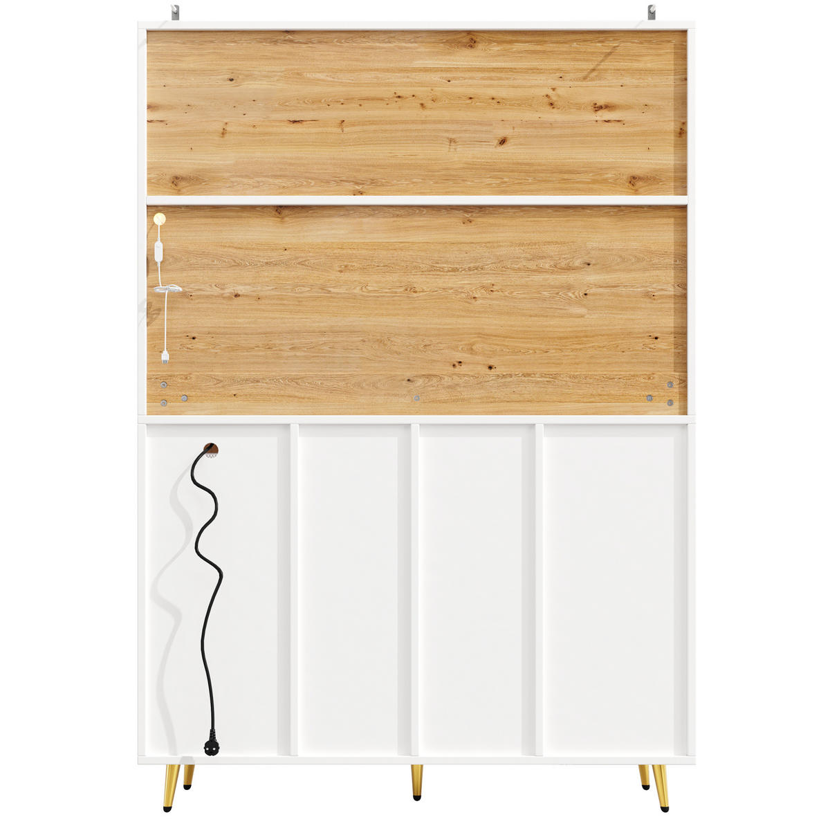 BUFFET 120/40/170 cm aus MDF mit LED-Beleuchtung und Steckdose Weiß (Holzoptik) - Weiß, Holzwerkstoff (120/170/40cm) - Modenvie