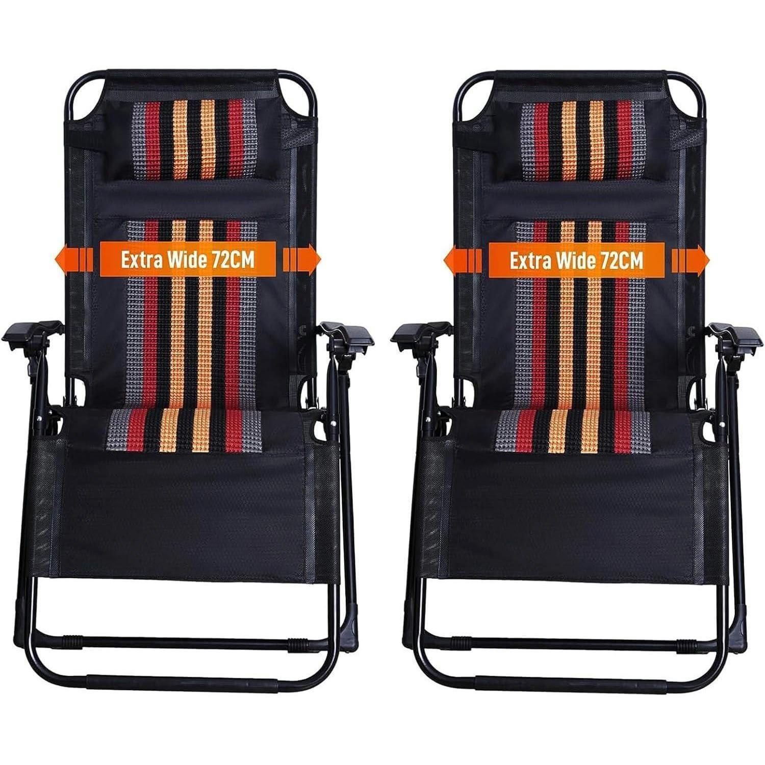 SONNENLIEGE Klappbar Extra Breit 72 cm mit Getränkehalter und Kopfstütze - Multicolor, Textil (175/80/72cm)