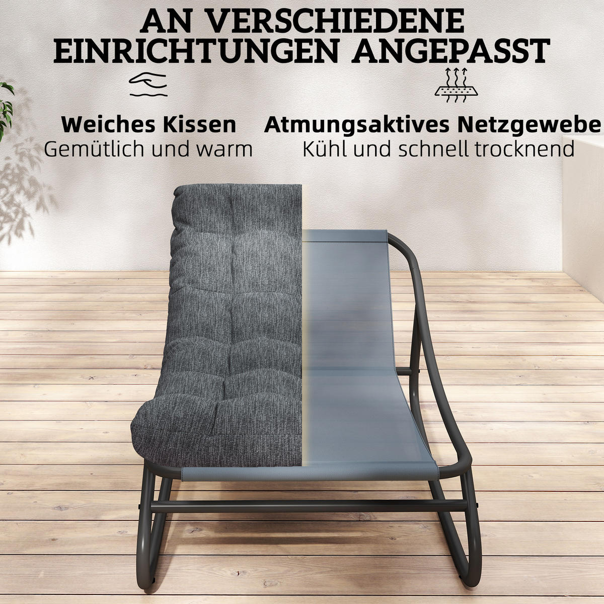 SCHAUKELSTUHL Stahl Netzstoff Grau - Grau, Textil/Metall (66/63/101cm) - Outsunny