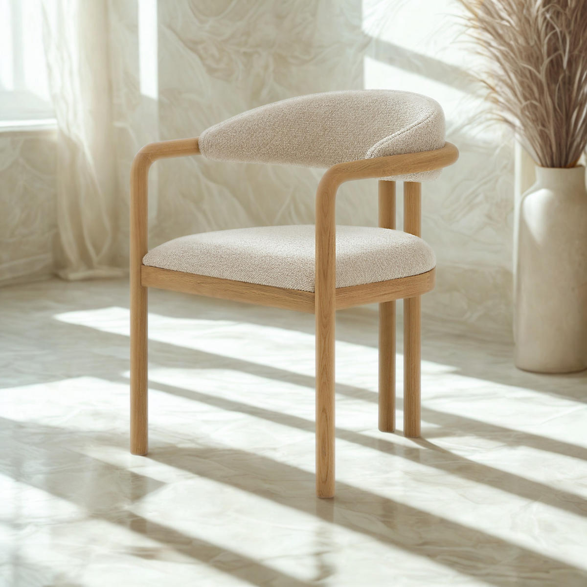 ESSZIMMERSTUHL Nature beiger Sitz - Beige, Holz (58/77/59cm) - WOODEK