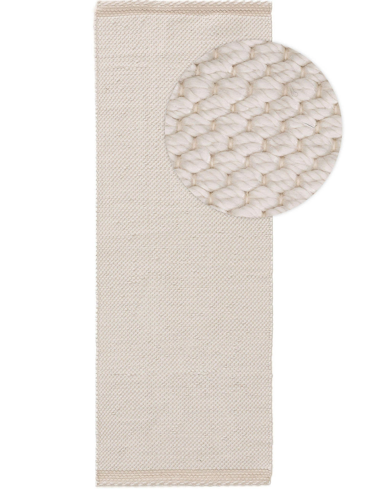 TEPPICH aus recyceltem Material Kiah Cream 70x200 cm - Creme, Textil (70/200cm) - benuta Pure