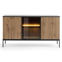 KOMMODE Sento schwarz / Wotan Eiche 154 / 39 / 83cm - Eiche Wotan/Schwarz, Holz/Holzwerkstoff (154/83/39cm) - Feldmann-Wohnen