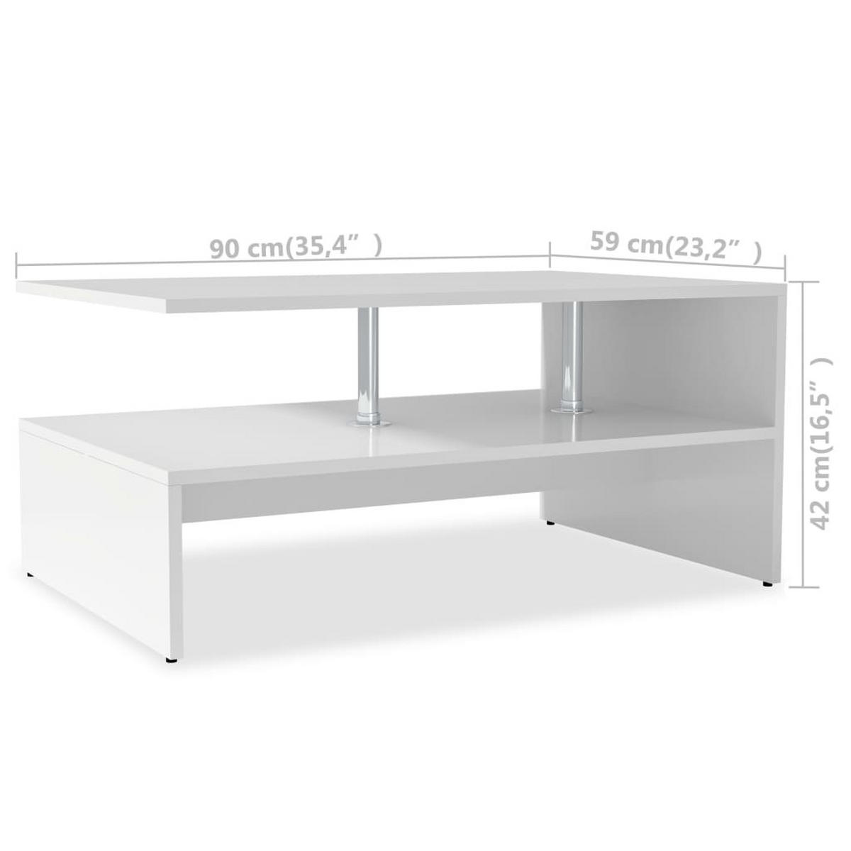 COUCHTISCH Moderner 90/59/42 cm aus Holzwerkstoff Weiss mit Einzigartiges Design - Weiß, Holz (59/90/42cm) - vidaXL