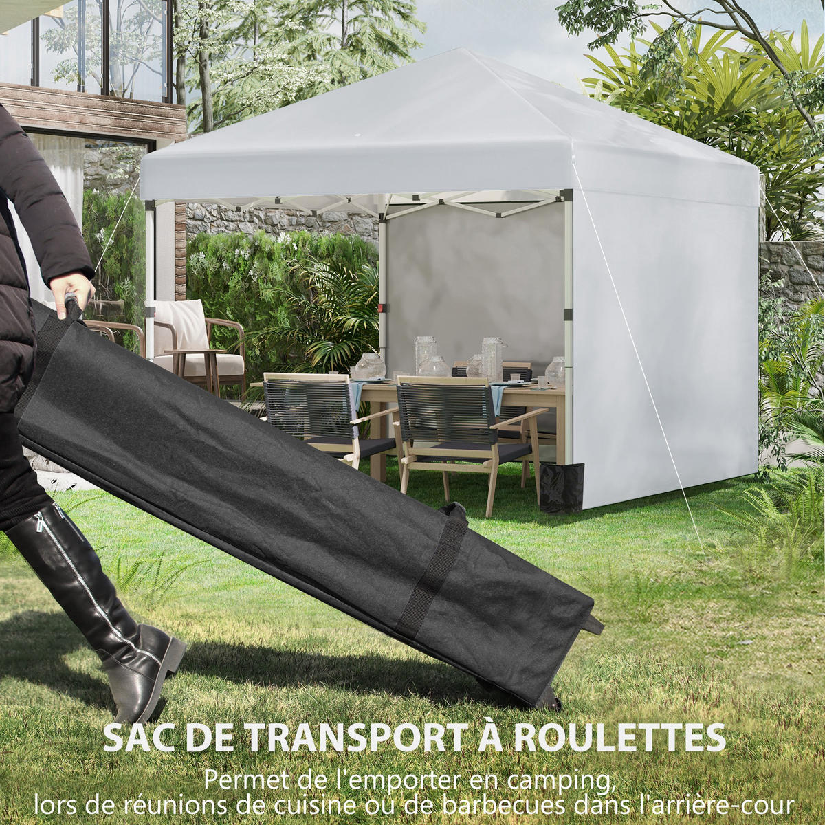 PAVILLON DE-13961 Pop-up 3/3 m, höhenverstellbar UV30+ - Hellgrau, Textil (297/288/297cm) - ComfortXL