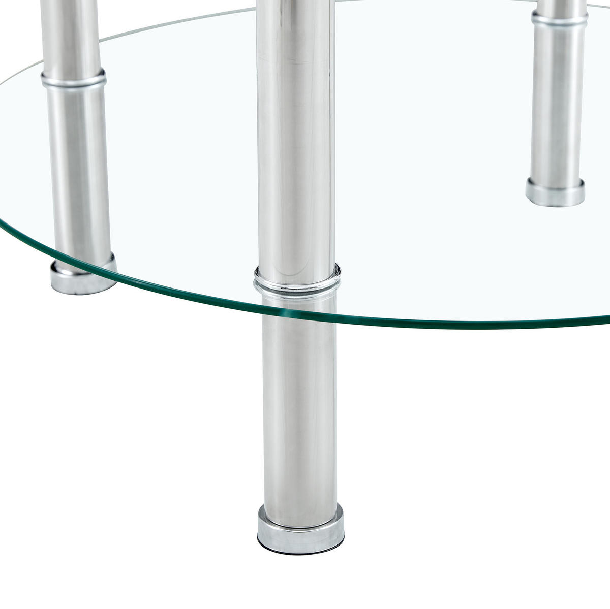 COUCHTISCH 70/60/42 cm aus Glas und Metall, 2 Ebenen, Silber/Transparent - Silberfarben, Glas (70/70/42cm) - Flora Grace