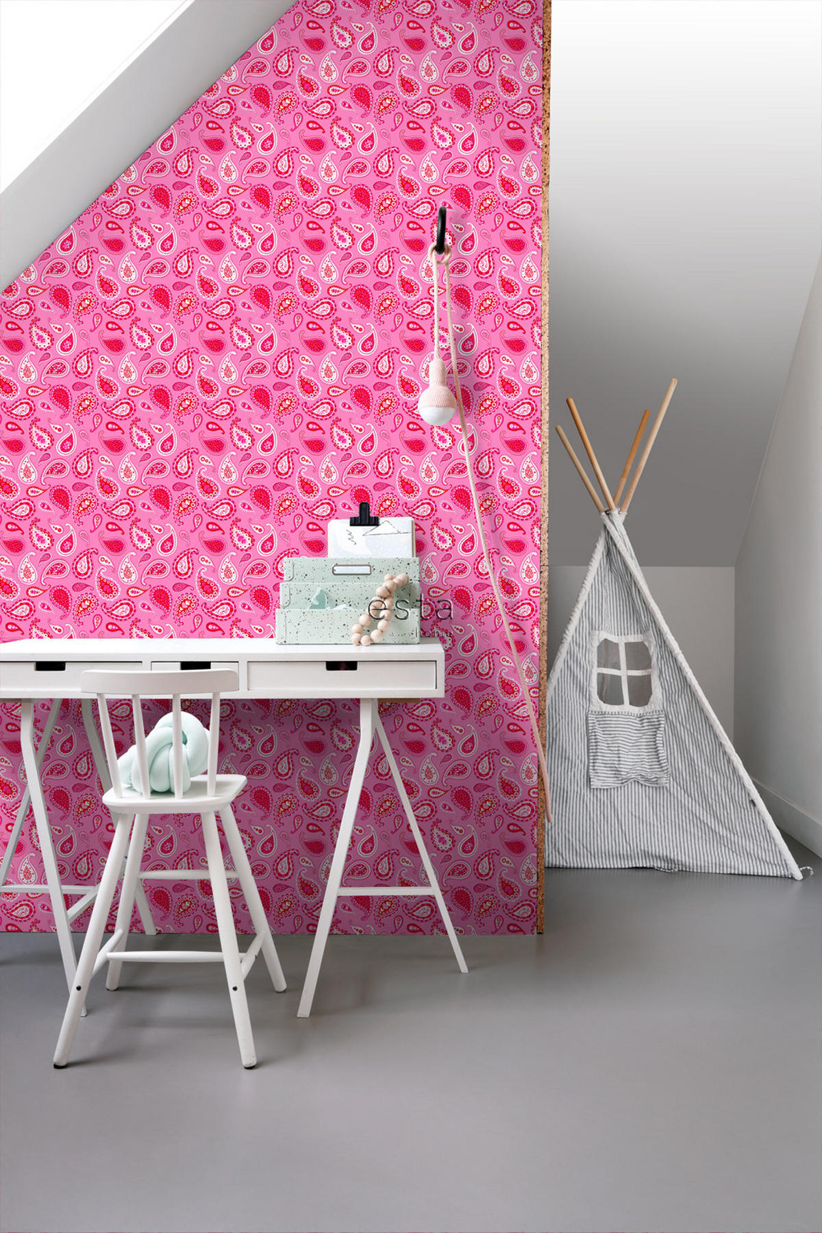 TAPETE Paisley-Muster 53 cm x 10.05 m - Pink, Papier (53/0.1cm) - ESTAhome