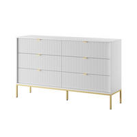 SIDEBOARD STELLARE 154/91/39 cm mit 6 Schubladen Weiß - Goldfarben/Weiß, Holzwerkstoff (154/91/39cm) - MASSENO