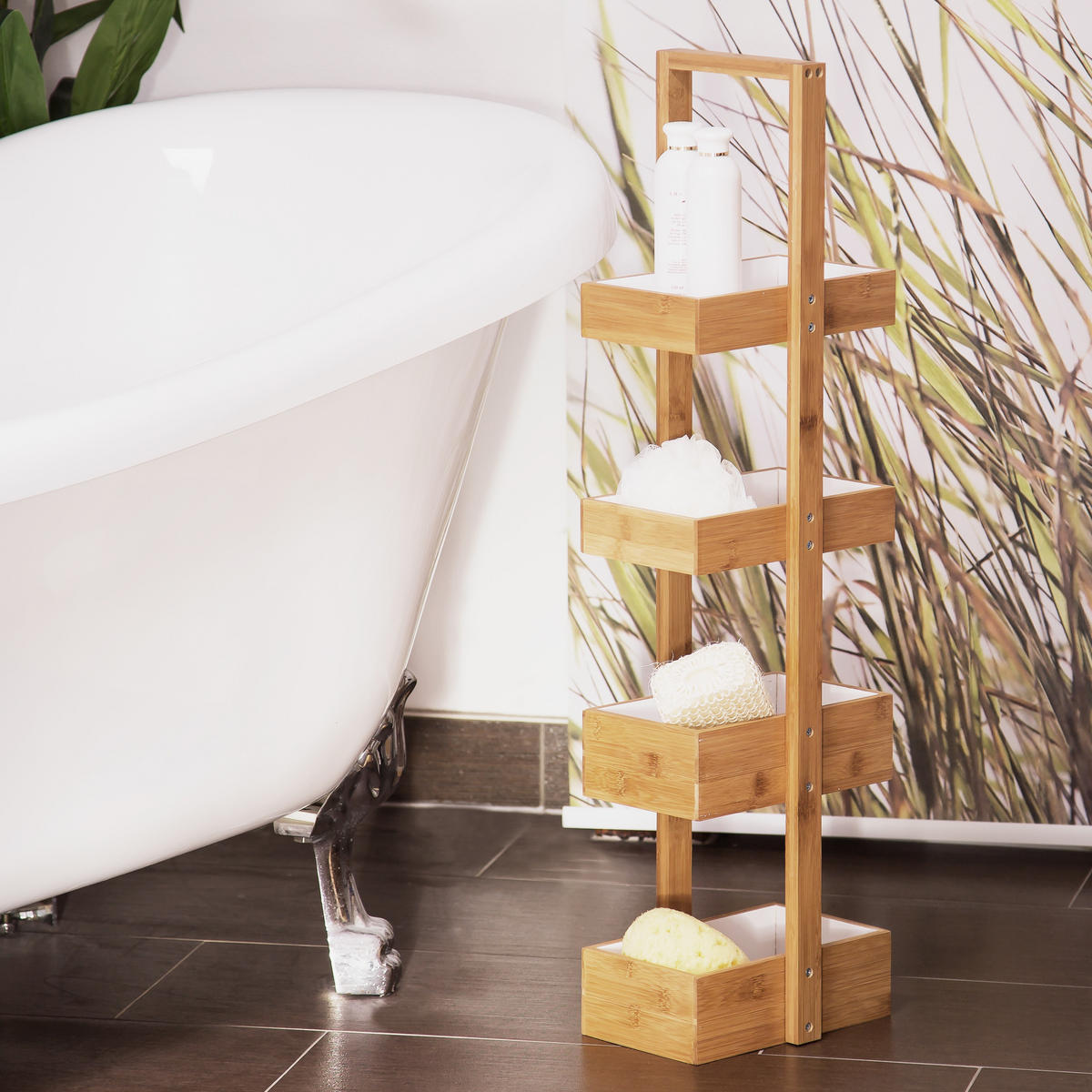 BADREGAL - Hellbraun, Holz/Holzwerkstoff (25.5/88.5/18.5cm) - Relaxdays