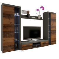 WOHNWAND OKTAWIA XL - Graphitfarben/Braun, Holzwerkstoff (300/190/40cm) - Meblini
