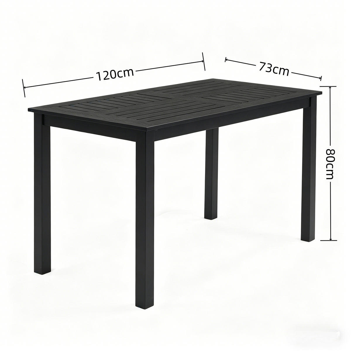 GARDEN ESSTISCH Aluminium Schwarz, Anthrazit - Schwarz, Metall (80/120/73cm) - Authentics