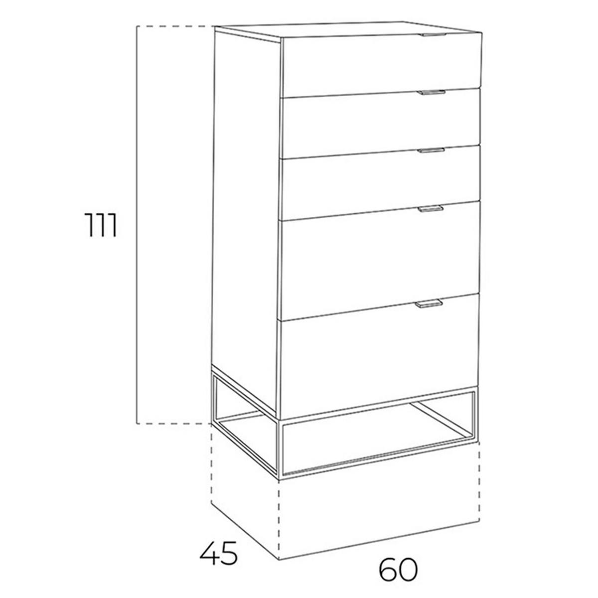 KOMMODE Chiffonier graues Holz und schwarzer Stahl 60/45/111 cm - Schwarz/Grau, Holz (60/111/45cm) - ANGEL CERDA
