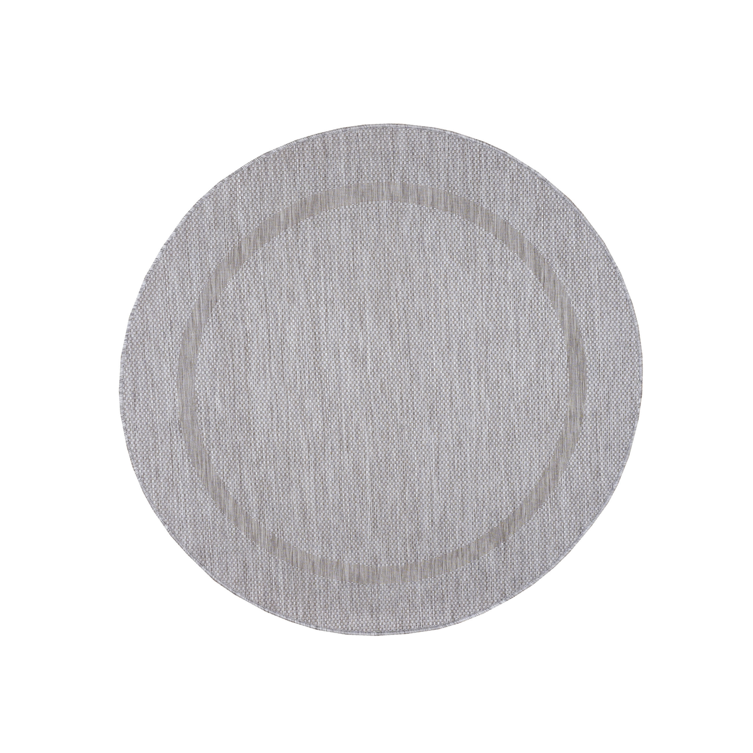 TEPPICH Outdoor Flachgewebe Uni-Design Polypropylen Balkon Silber Rund 200x200 - Silberfarben, Textil (200/200cm) - KADIMA DESIGN