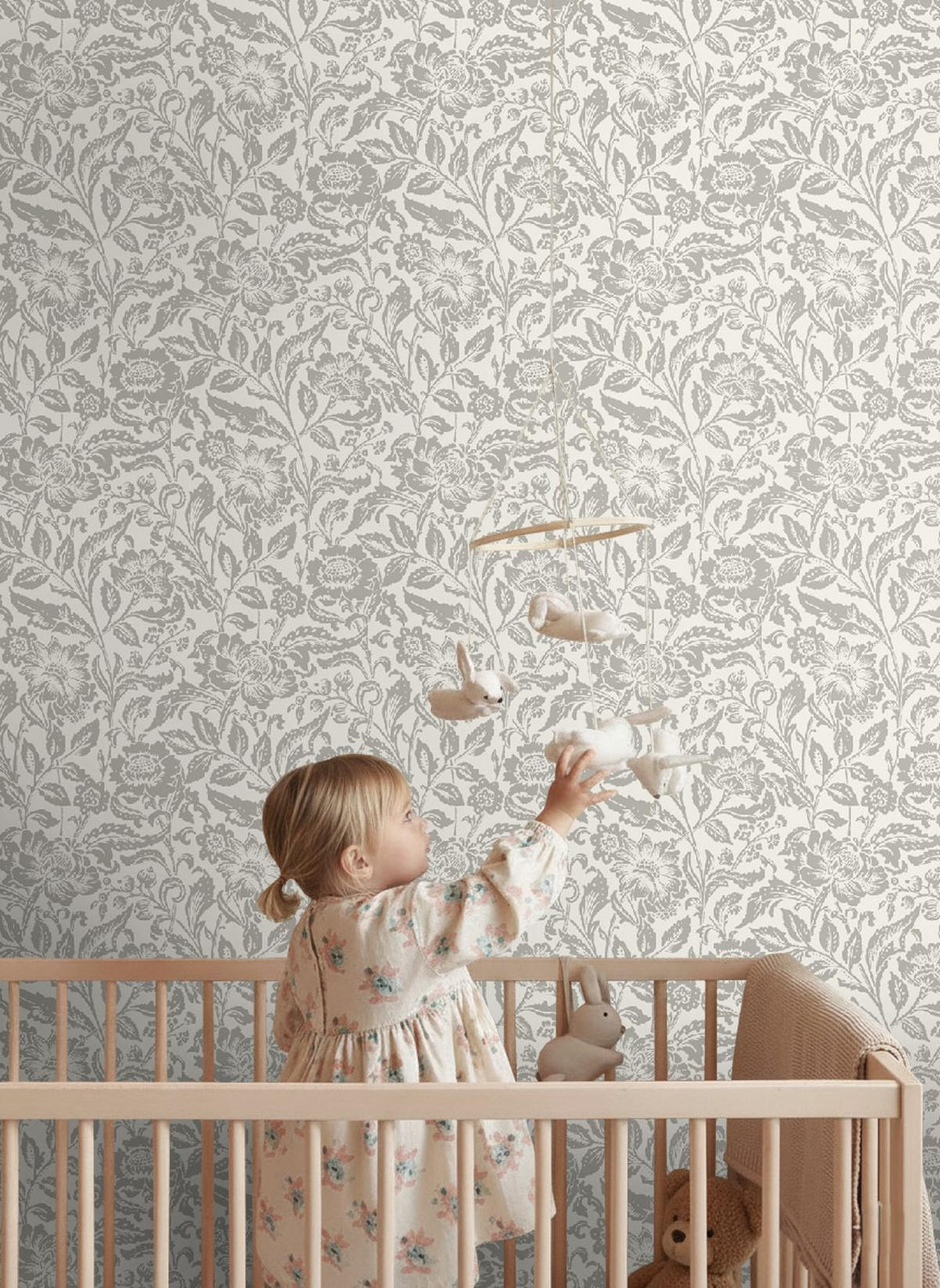 TAPETE Blumenmuster 50 x 900 cm - Weiß, Papier (50/900cm) - ESTAhome